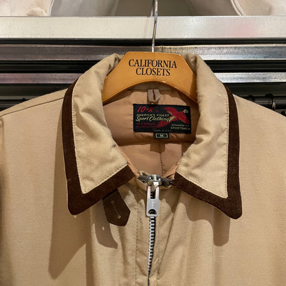 Suede Trim Padded Utility Jacket Beige Talon Zip