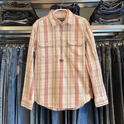 Pink White Plaid Zip Front Shirt