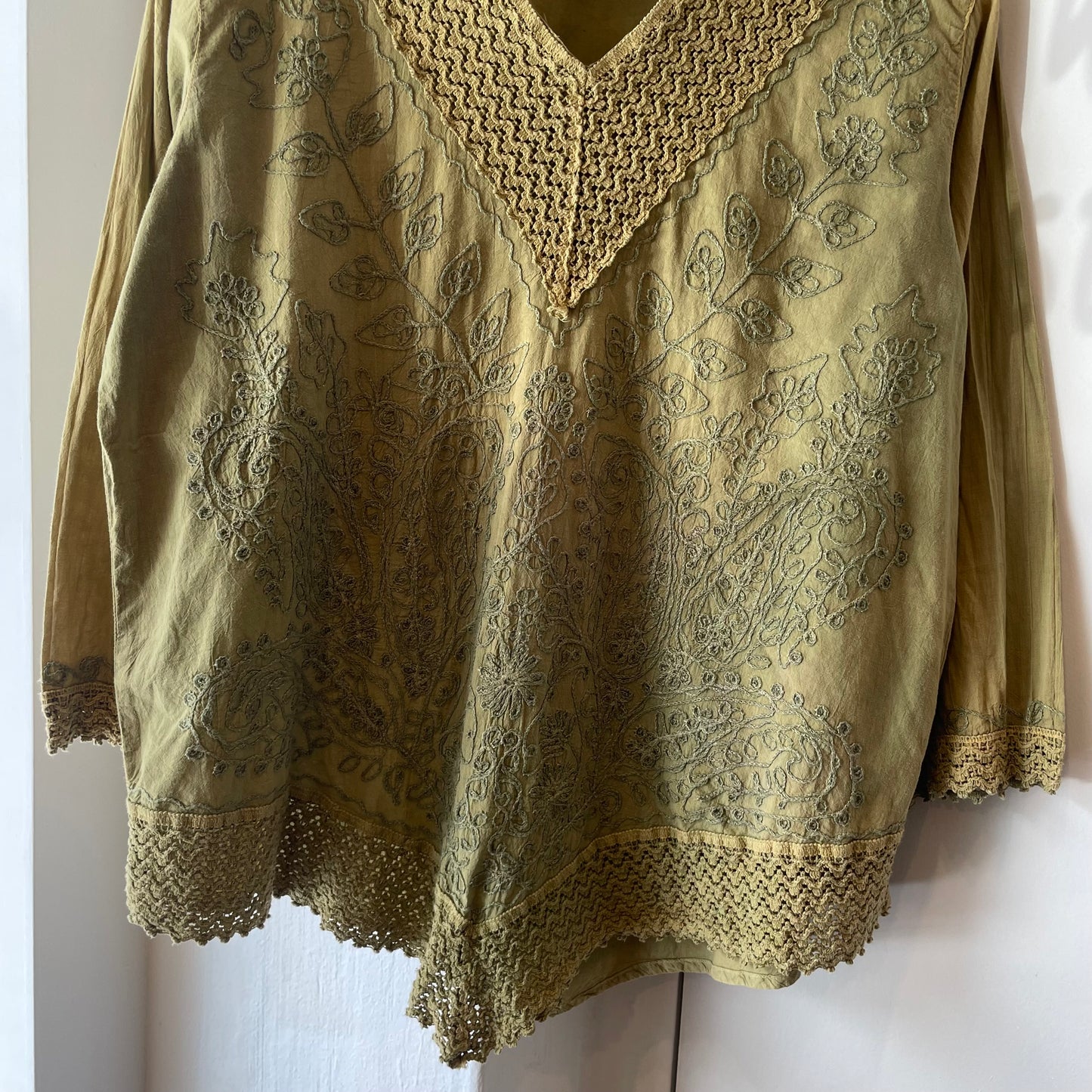 Embroidered Cotton Blouse Green