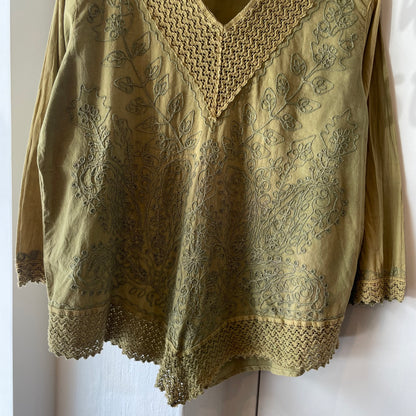 Embroidered Cotton Blouse Green