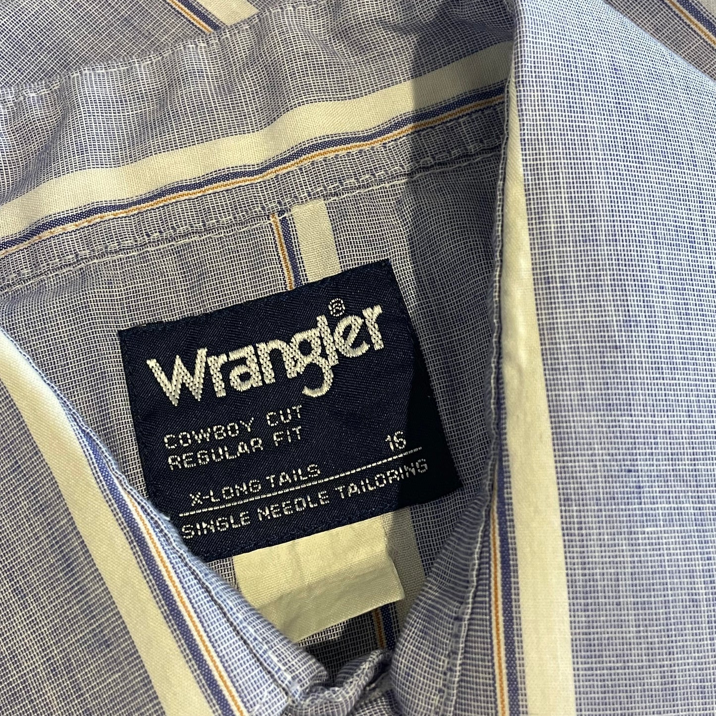 Snap-Button Stripe Short Sleeve Shirt Blue