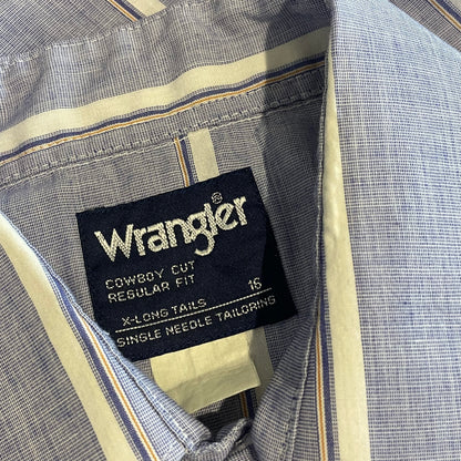 Snap-Button Stripe Short Sleeve Shirt Blue