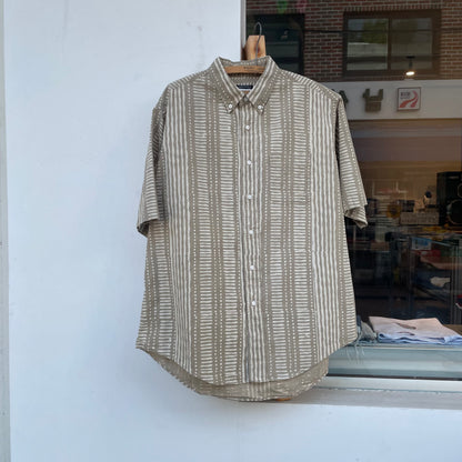 Geometric Shirt Short Sleeve Beige
