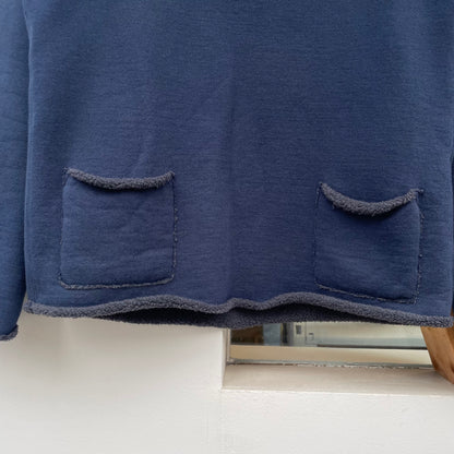 Boat Neck Boa Sweatshirt Navy