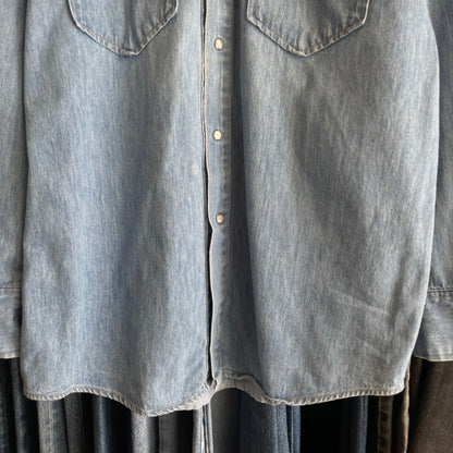 Snap Western Denim Shirt Blue
