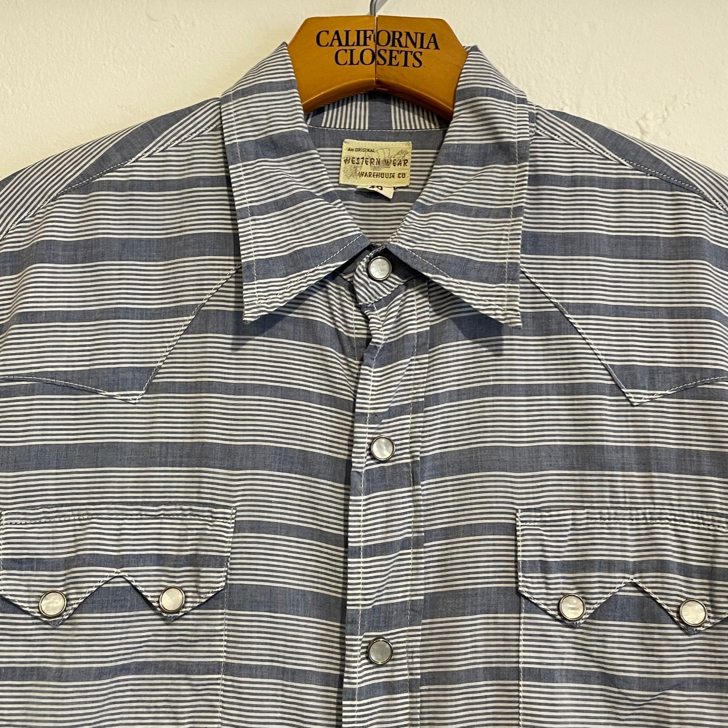 Striped Pocket Western Shirt Blue
