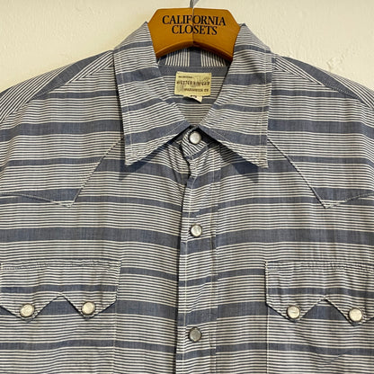 Striped Pocket Western Shirt Blue