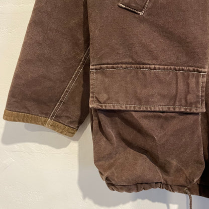 Corduroy Collar Quilted Lined Cotton Jacket Brown