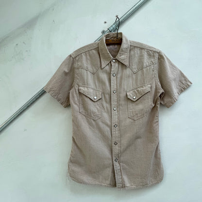 Western Shirt Short Sleeve Beige