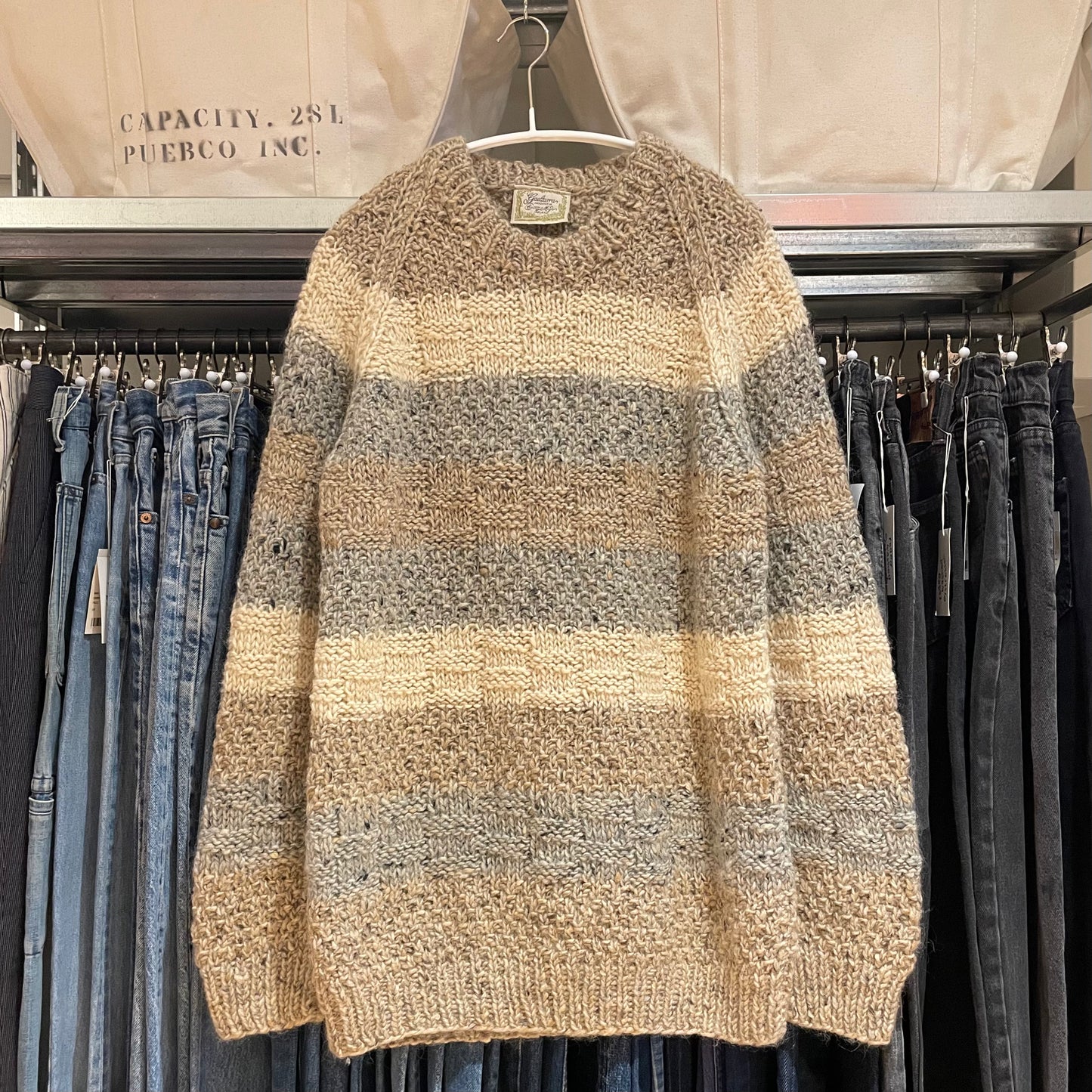 Striped Knit Sweater Beige