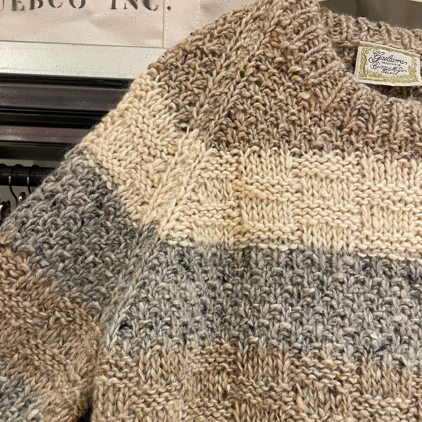 Striped Knit Sweater Beige