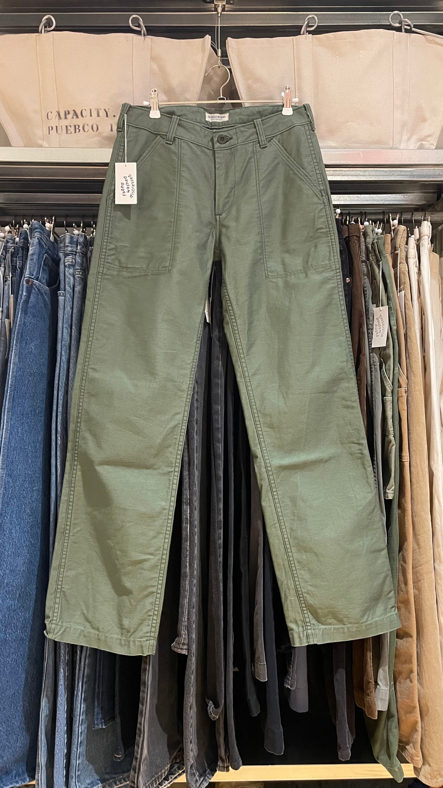 Olive Green Baker Pants Reverse Sateen