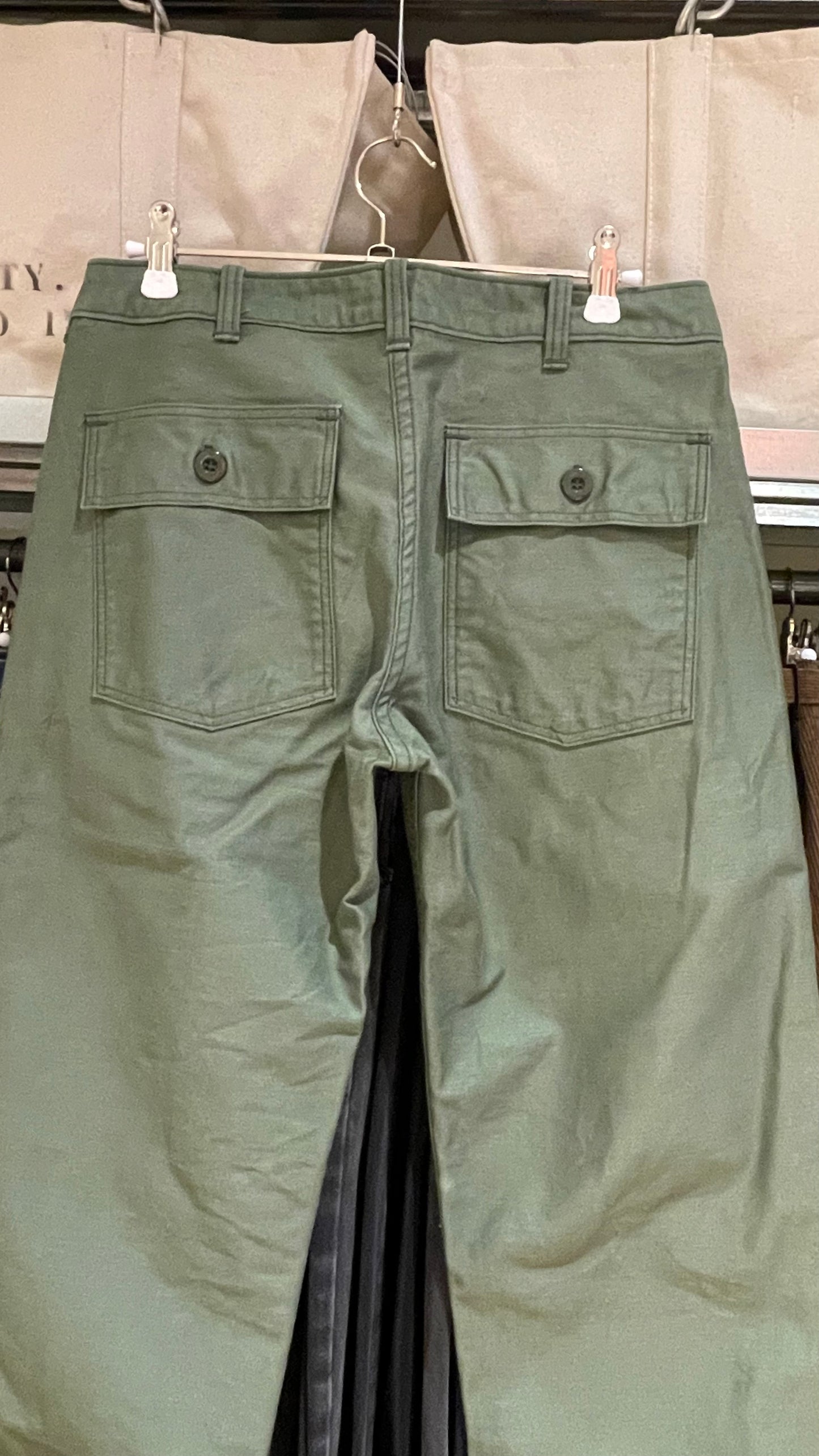 Olive Green Baker Pants Reverse Sateen