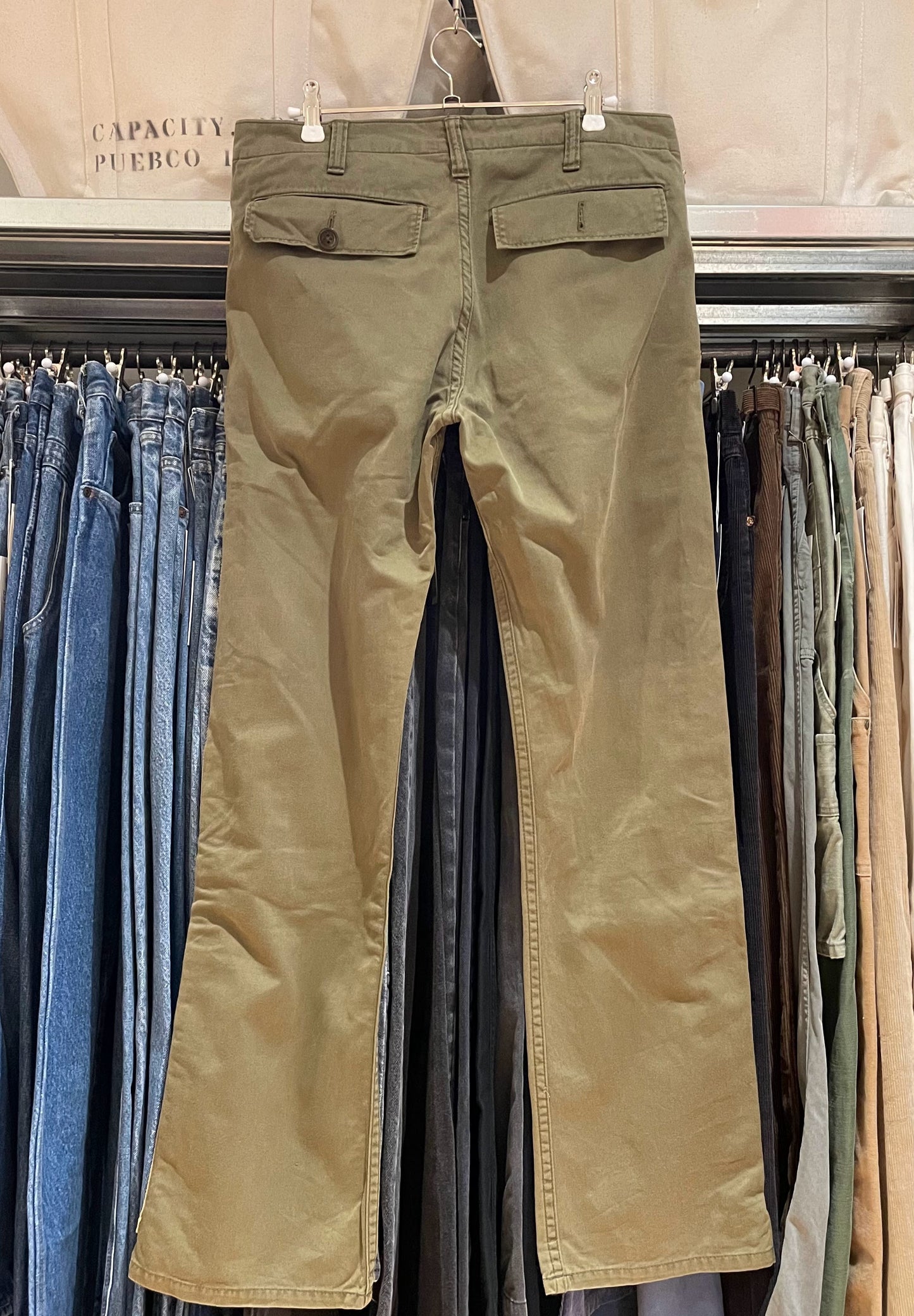 1950s Military Pants Olive Waldes Zip