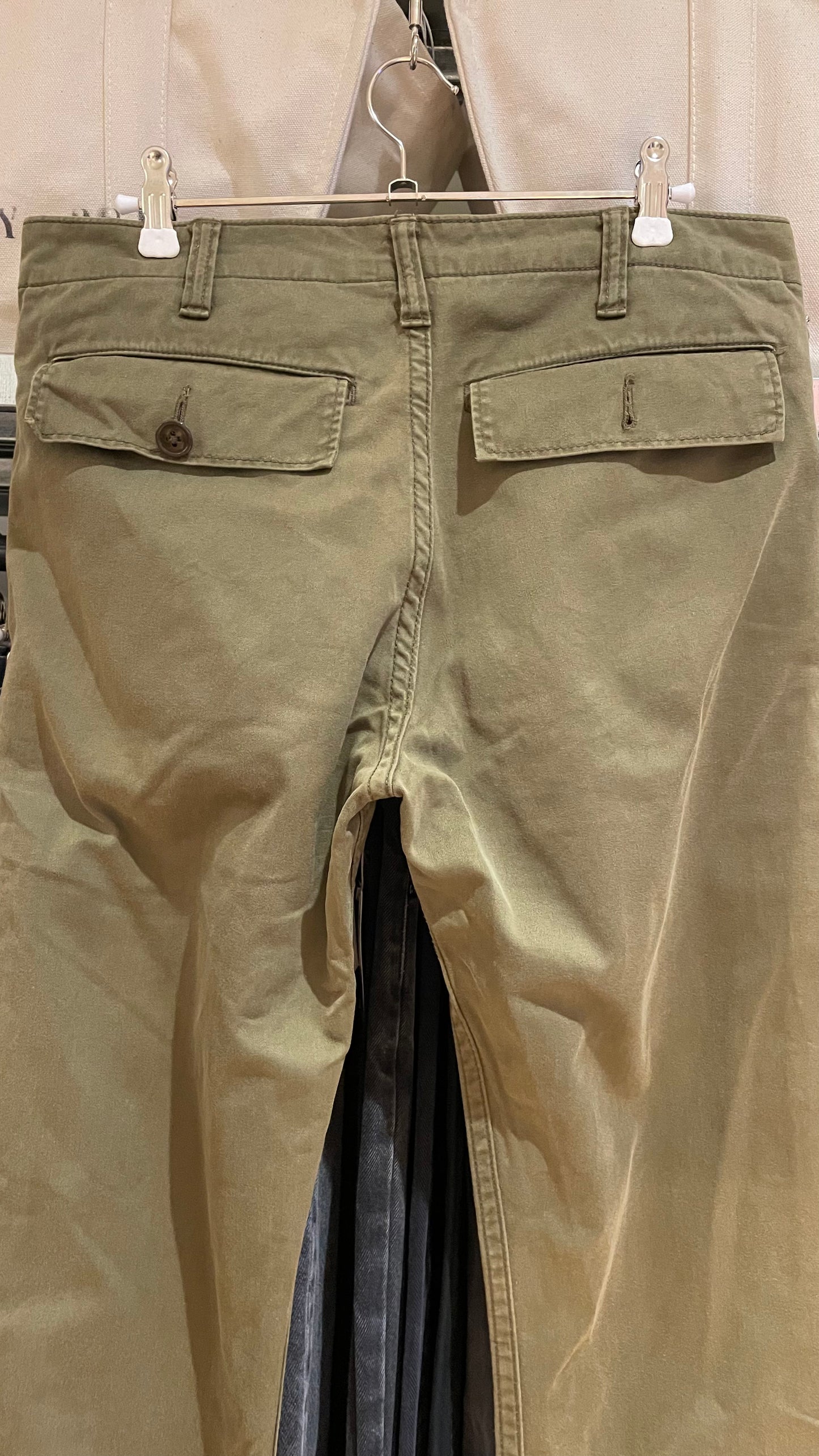 1950s Military Pants Olive Waldes Zip