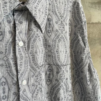Pattern Short Sleeve Shirt Gray